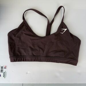 Gymshark Brown Sports Bra Medium Strappy Back Workout Activewear Athleisure